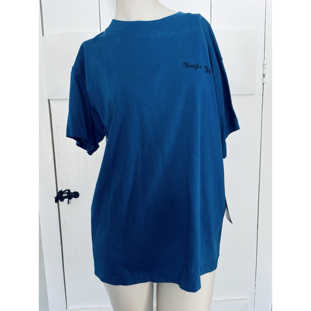 Vintage 90s Y2K Bugle Boy Casual Basics Men's Small Crew T-Shirt NWT Blue Cotton